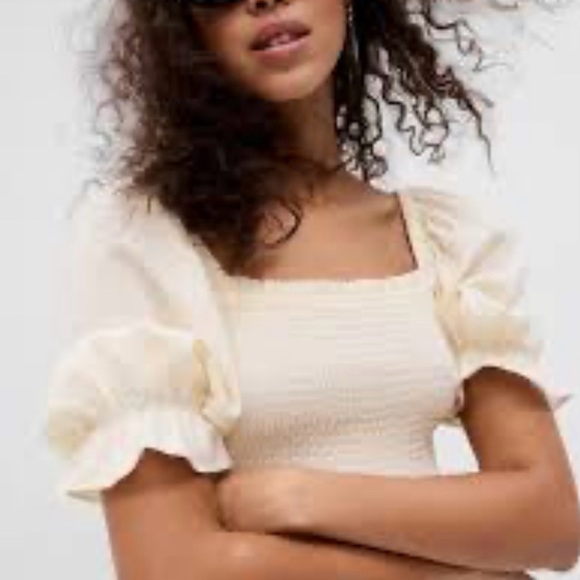 Gap Milk Maid Midi Dress XL Puff Sleeves Buttercup Yellow - Picture 2 of 11